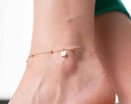 Sterling Silver Four Leaf Clover Anklet: Good Luck Charm