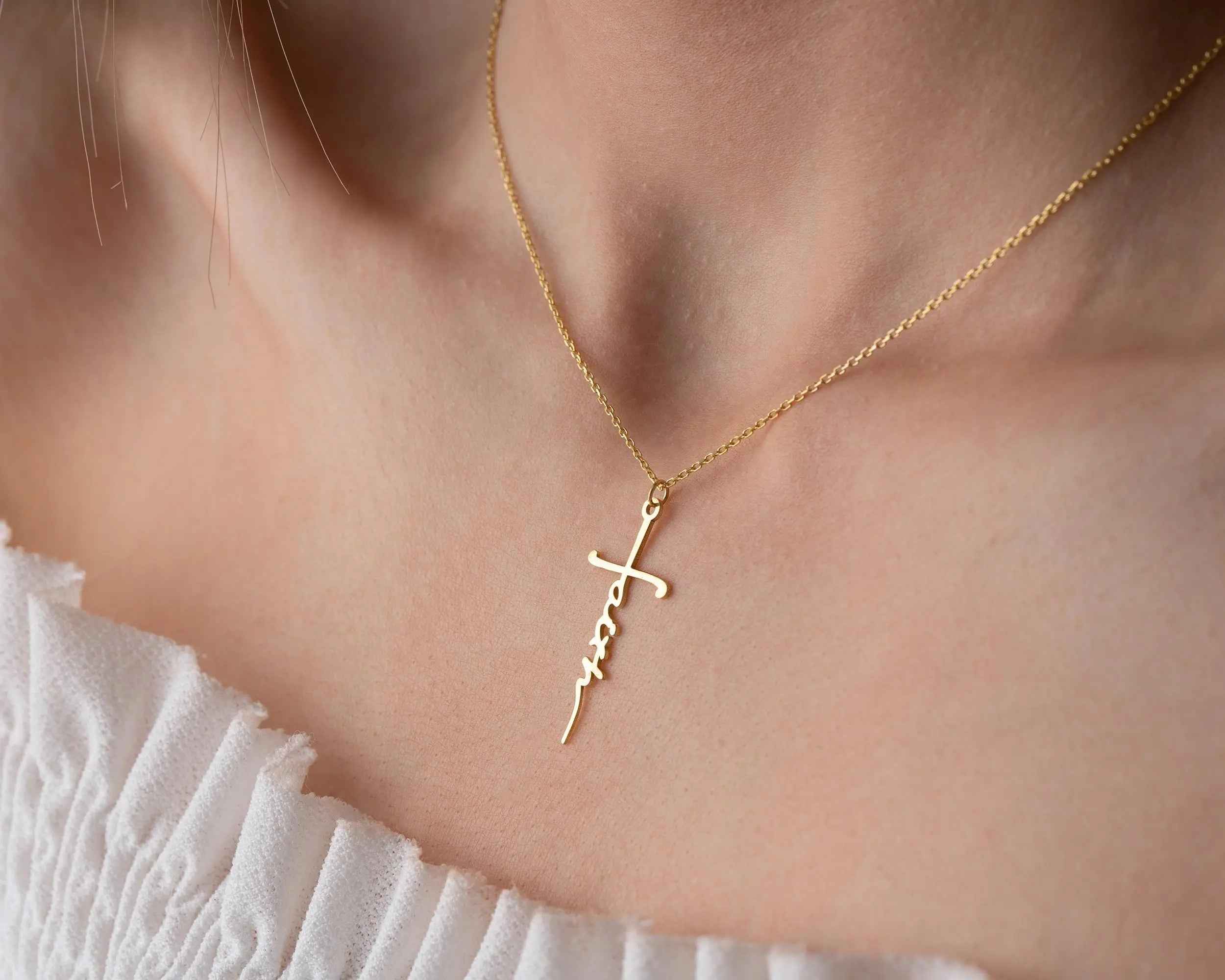 Personalized Sterling Silver Cross Necklace: Faith Jewelry Gift