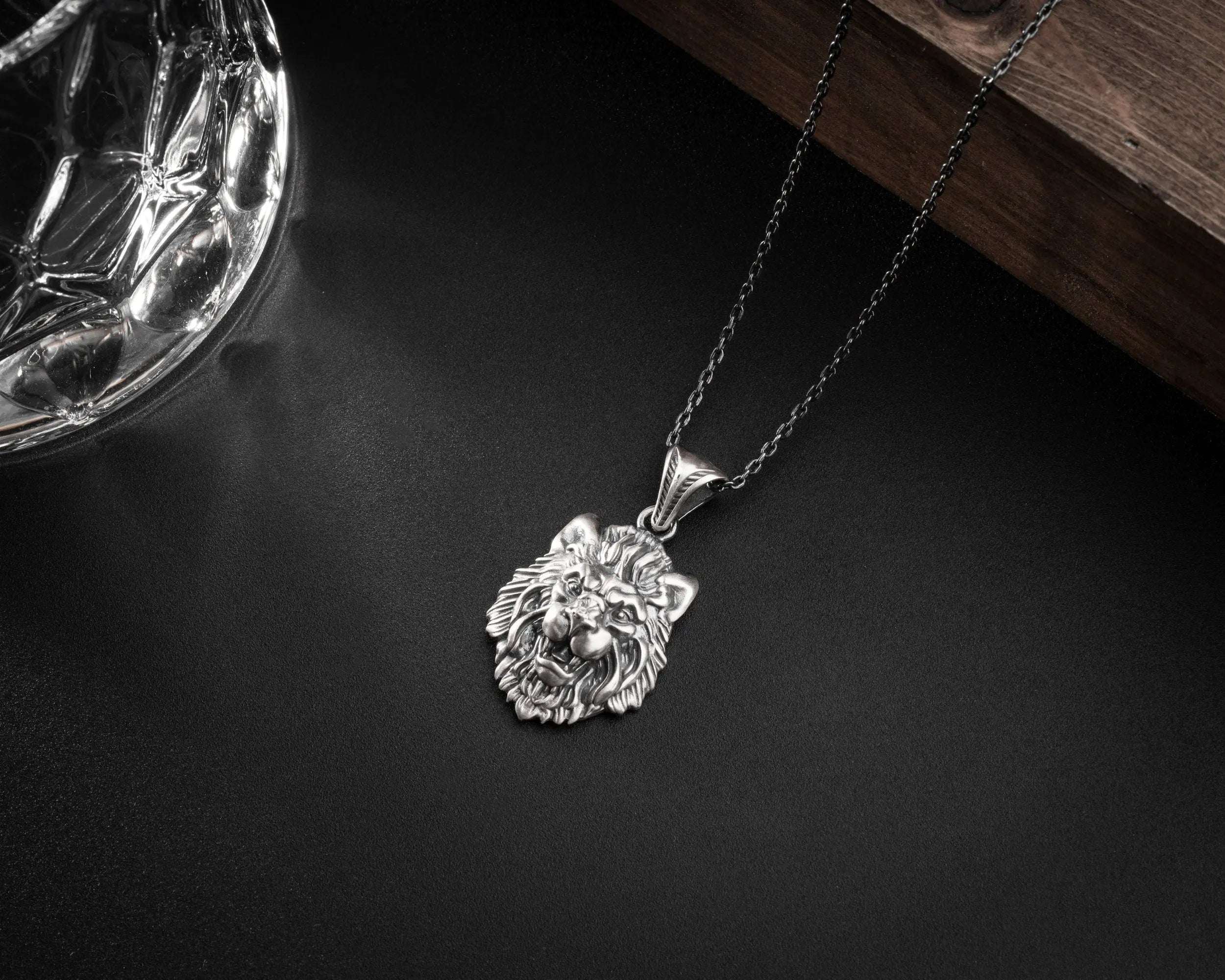 Sterling Silver Lion Head Necklace: Leo Zodiac Pendant, King of the Jungle   Charmora Jewelry