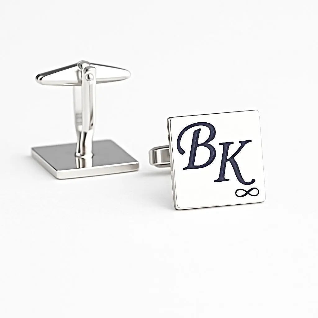 Engraved Sterling Silver Infinity Cufflinks: Personalized Wedding Groomsmen Gift   Charmora Jewelry