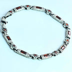 Sterling Silver Men’s Bracelet with Garnet Baguette Stones – Gift for Him