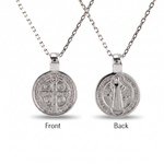 Saint Benedict Double Sided Medal Necklace  Necklace  Charmora Jewelry