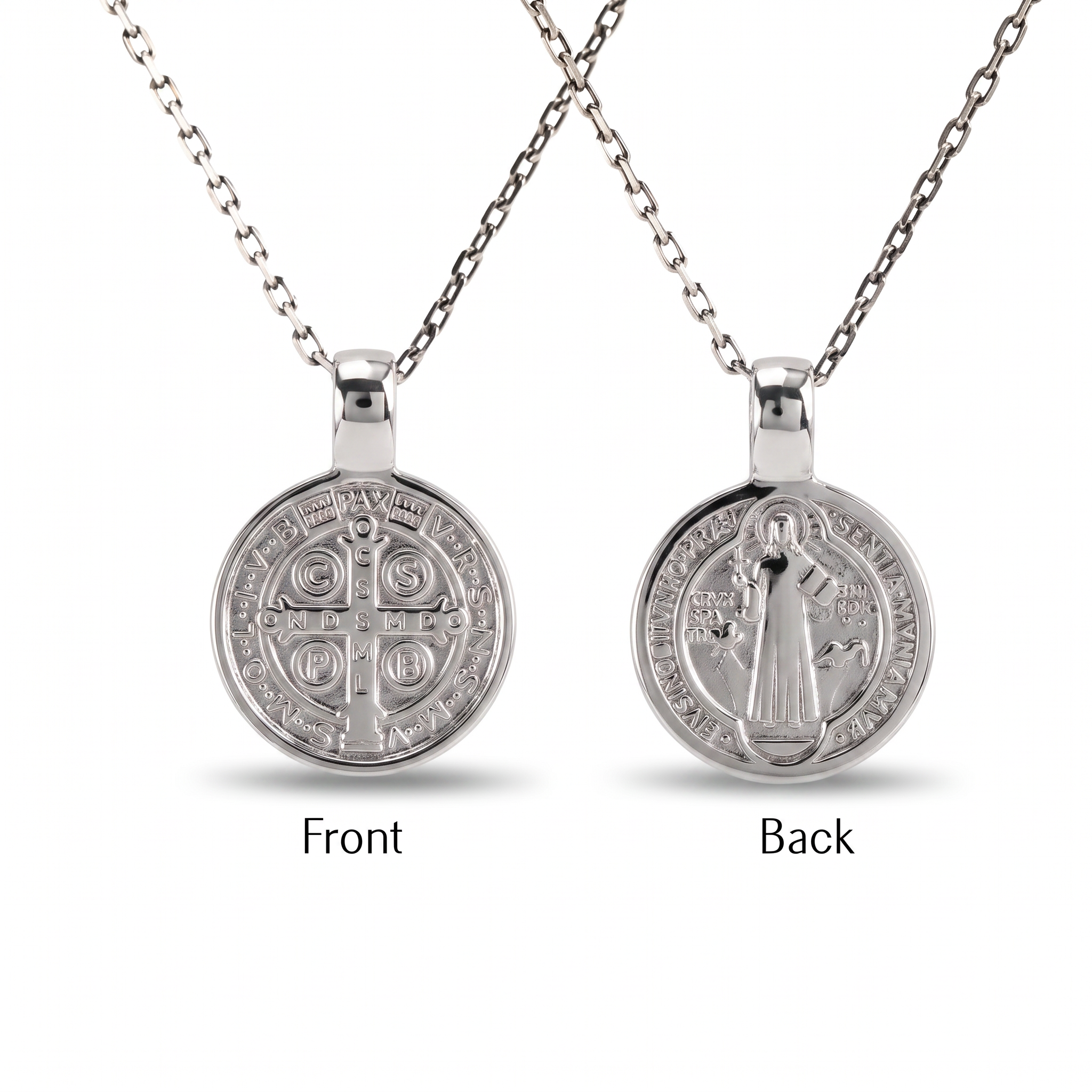 Saint Benedict Double Sided Medal Necklace  Necklace  Charmora Jewelry
