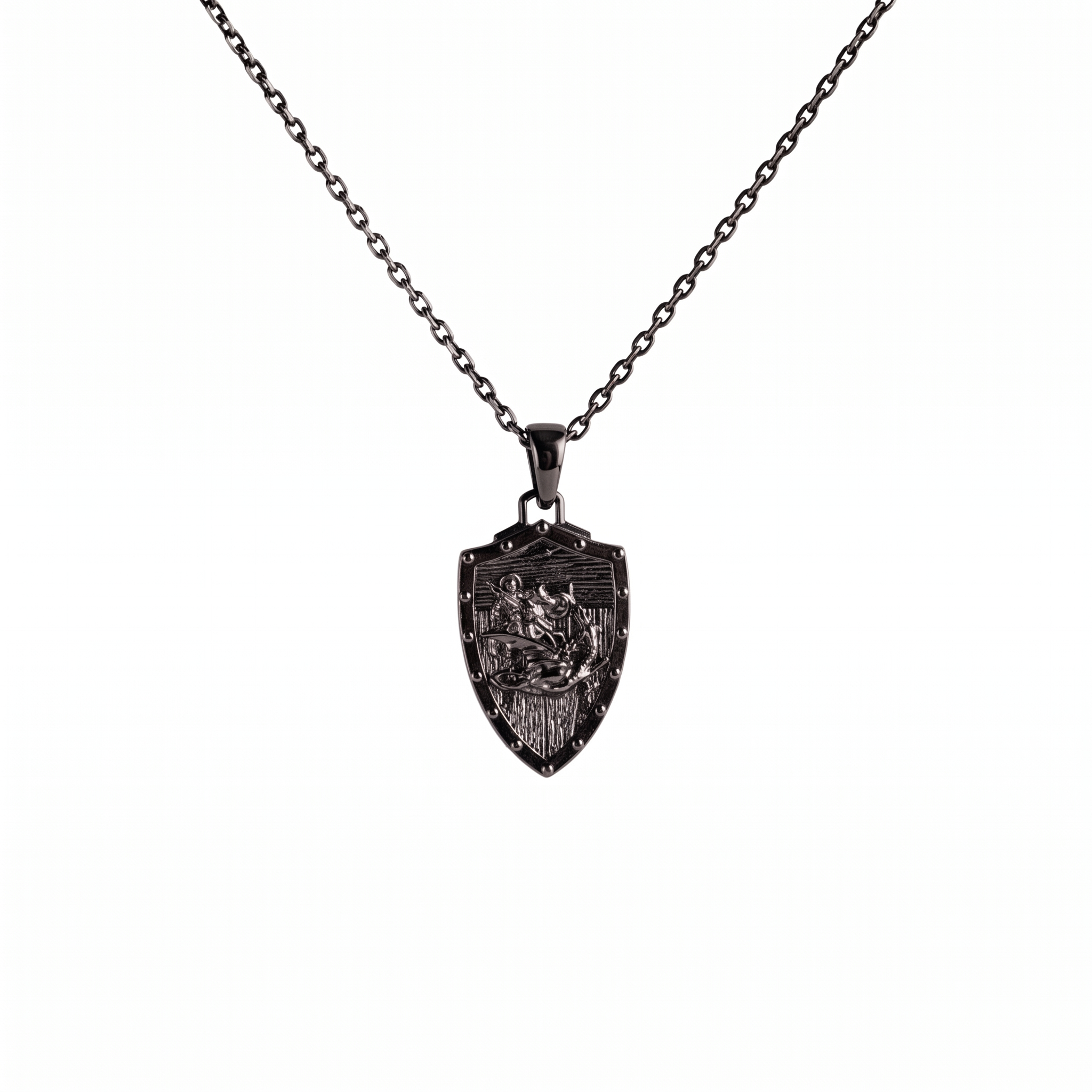 Saint George Dragon Slayer Shield Necklace  Necklace  Charmora Jewelry
