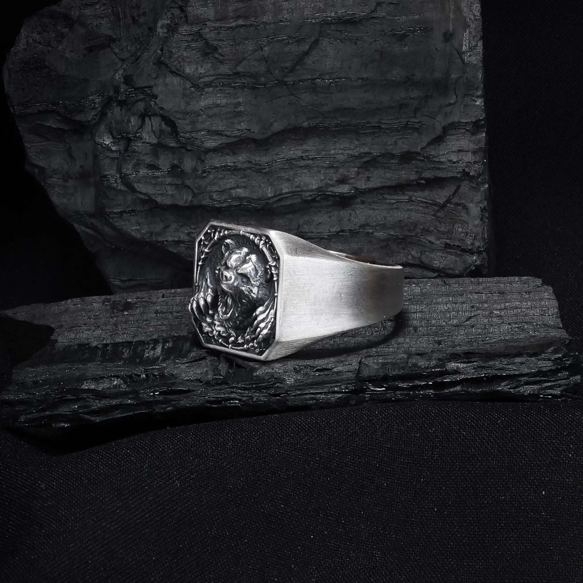 Oxidized Sterling Silver Bear Ring - Animal Lover Jewelry   Charmora Jewelry