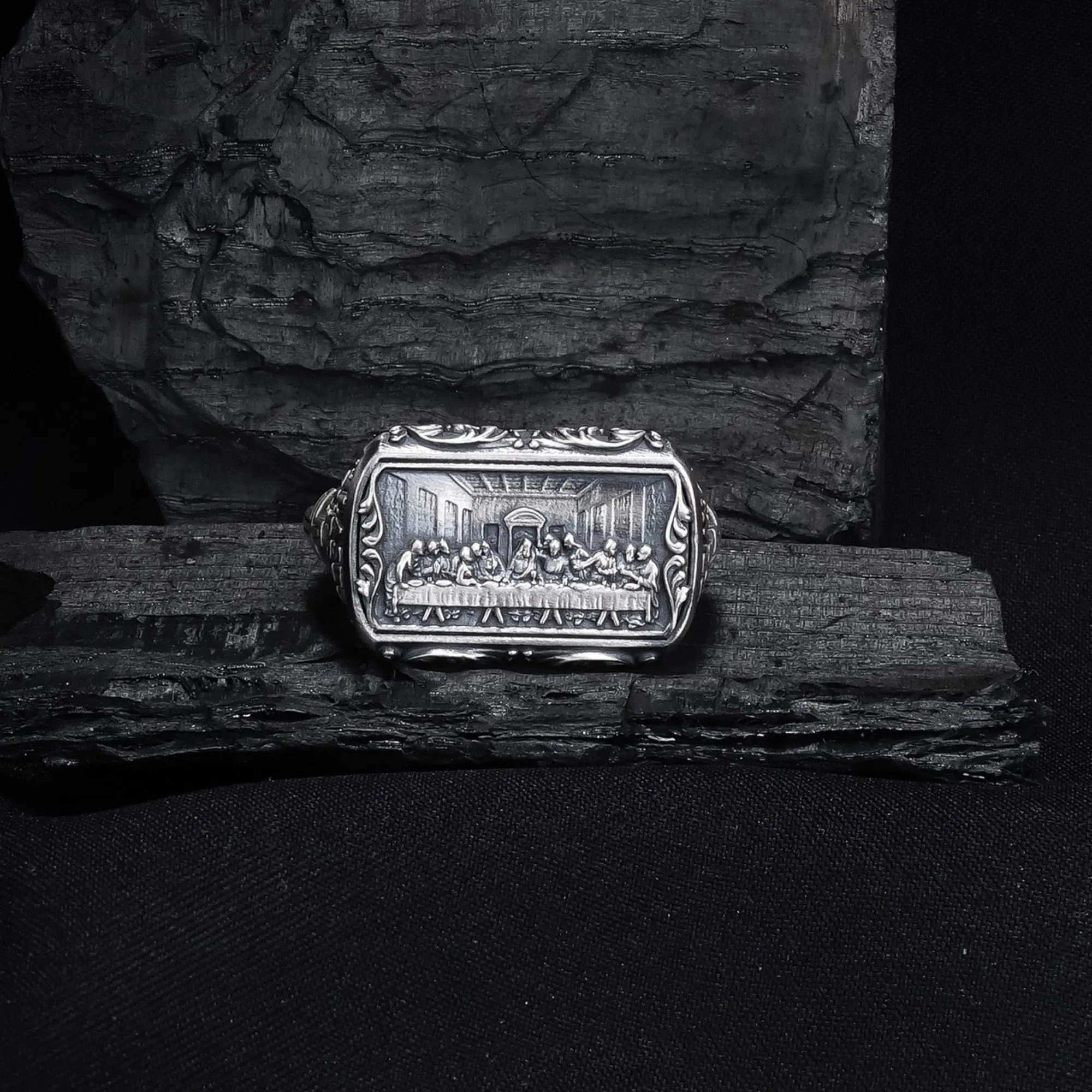 Sterling Silver Last Supper Ring: Leonardo da Vinci Artwork   Charmora Jewelry