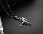 Handmade Oxidized Sterling Silver Basketball Player Pendant Necklace   Charmora Jewelry