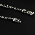 Sterling Silver Men's Bracelet: Black Zircon Vintage Link Design