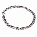 Sterling Silver Men’s Bracelet with Garnet Baguette Stones – Gift for Him