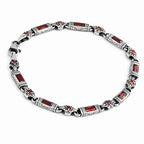 Sterling Silver Men’s Bracelet with Garnet Baguette Stones – Gift for Him