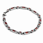 Sterling Silver Men’s Bracelet with Garnet Baguette Stones – Gift for Him