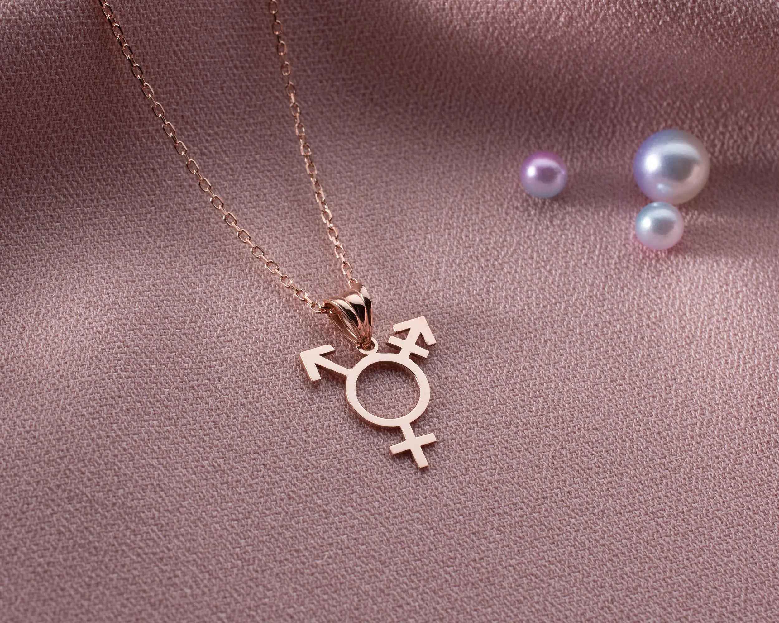 Sterling Silver Transgender Symbol Necklace: Pride LGBT Jewelry
