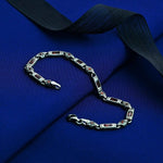 Sterling Silver Men’s Bracelet with Garnet Baguette Stones – Gift for Him