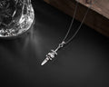 Sterling Silver Skull Sword Necklace: Gothic Viking Pendant
