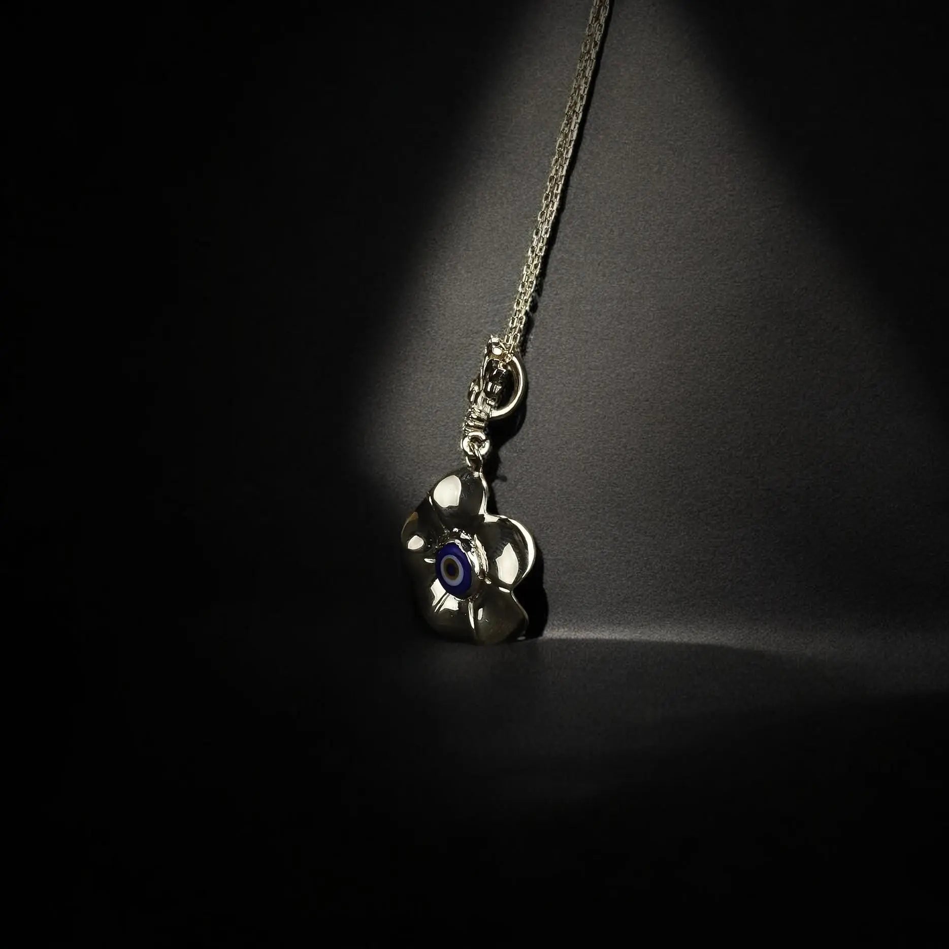 Collier Fleur Mauvais Œil : Pendentif Nazar Protection en Argent Sterling