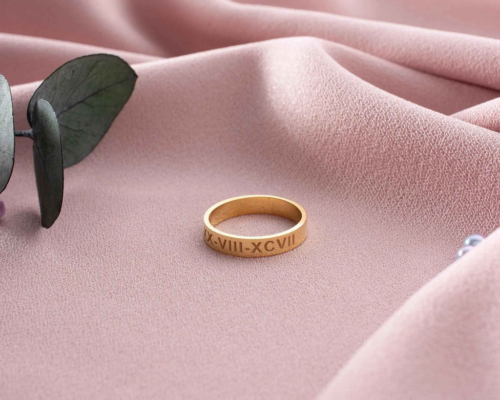 Personalized Sterling Silver Roman Numeral Ring, Anniversary Gift