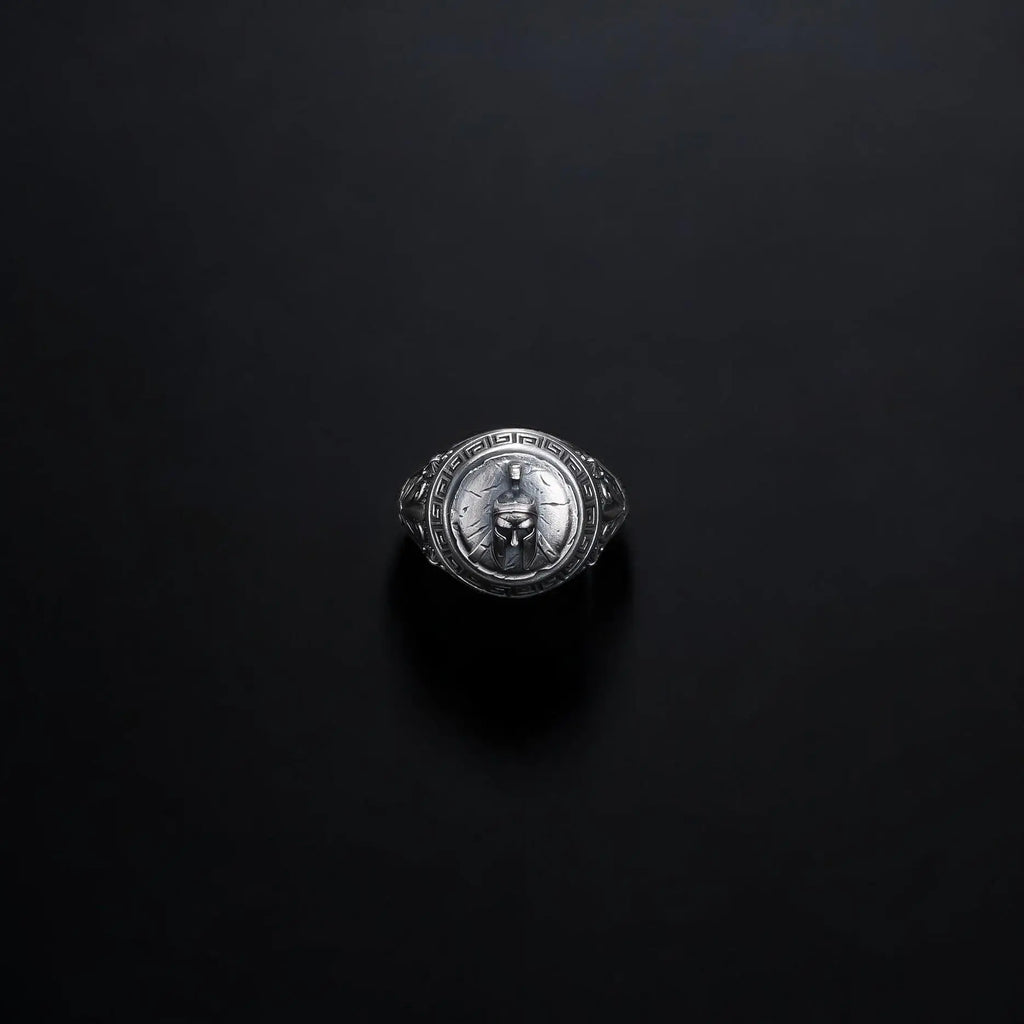 Sterling Silver Spartan Ring: Leonidas Warrior Shield Design   Charmora Jewelry