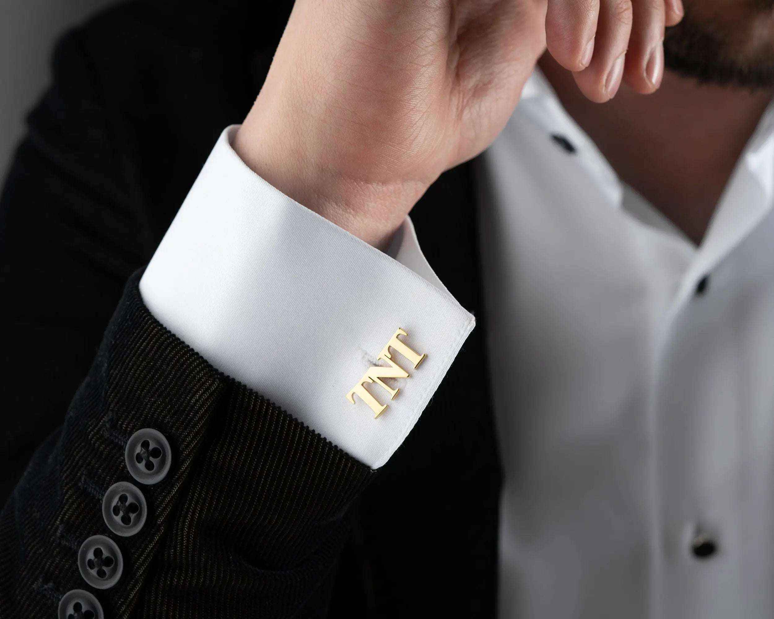 Engraved Initial Cufflinks: 925 Sterling Silver Groomsmen Gift