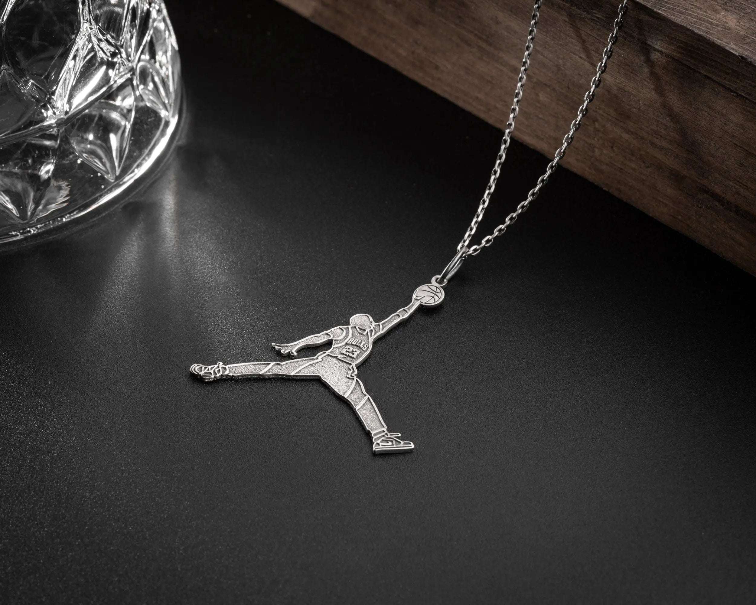 Handmade Sterling Silver Basketball Player Pendant Necklace   Charmora Jewelry