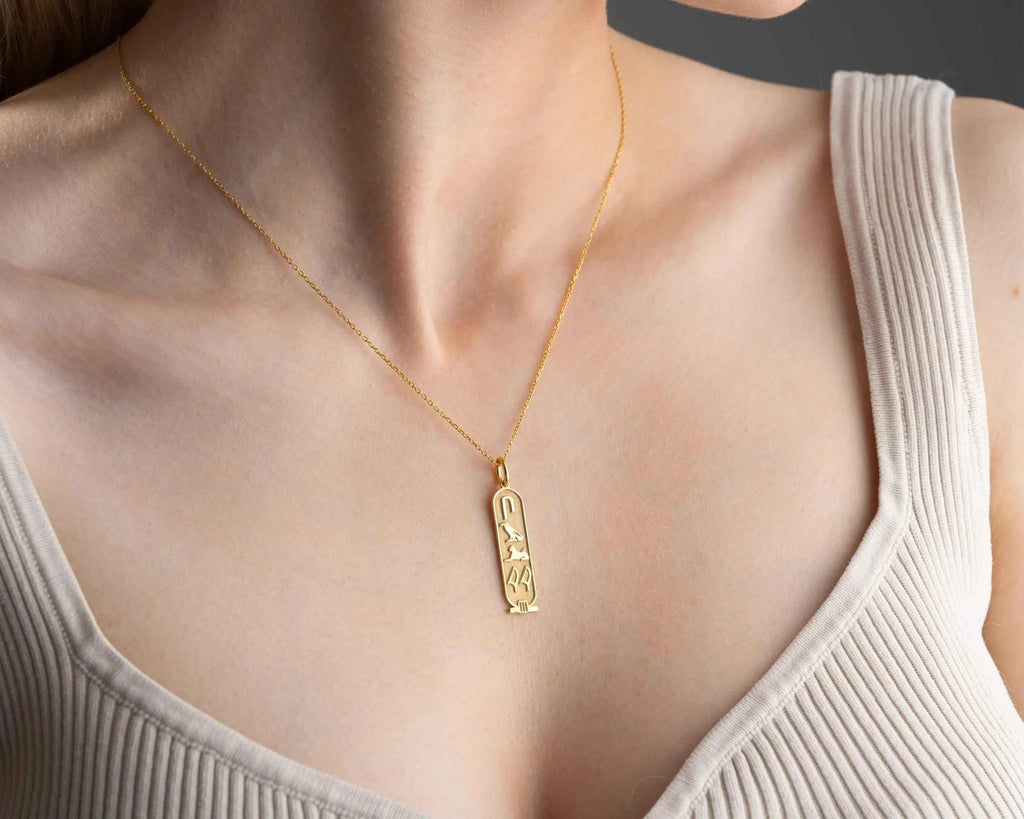 Custom Sterling Silver Egyptian Cartouche Necklace: Hieroglyph Name Jewelry