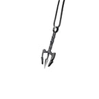 Oxidized Sterling Silver Trident Necklace: Poseidon Spear Pendant   Charmora Jewelry