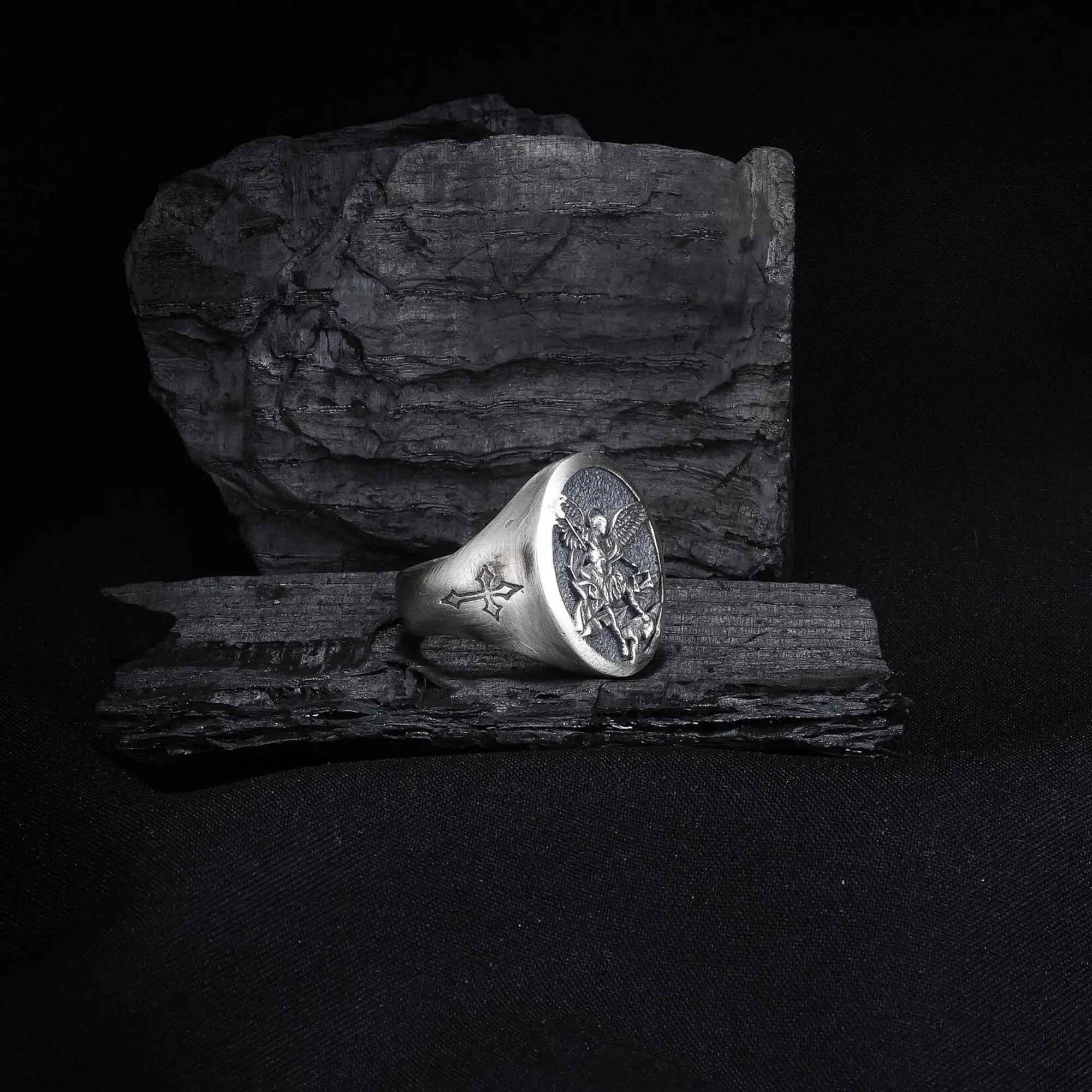 Sterling Silver Saint Michael Archangel Ring: Christian Protection Jewelry