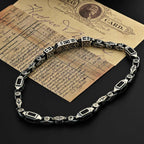 Sterling Silver Men's Bracelet: Black Zircon Vintage Link Design