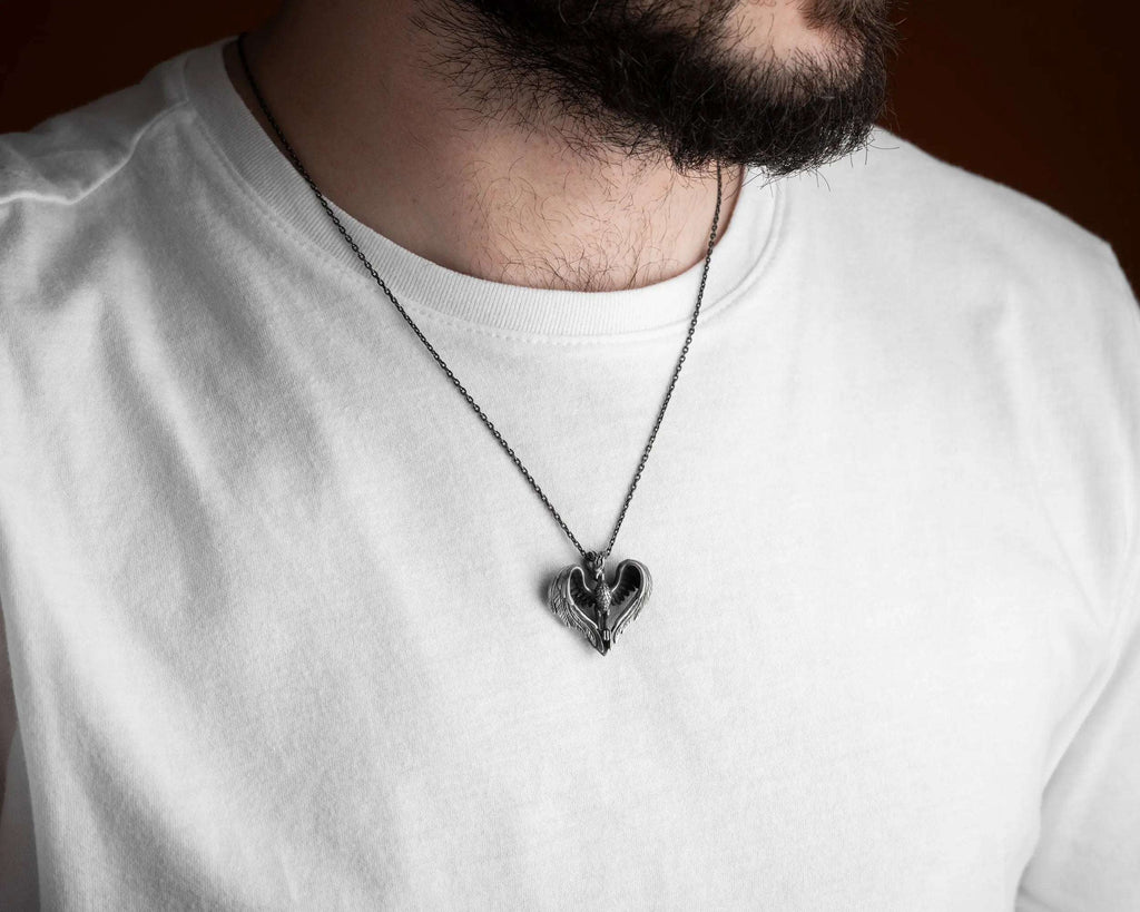 Sterling Silver Phoenix Pendant Necklace: Greek Mythology Gift   Charmora Jewelry