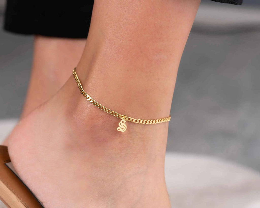 Personalized Initial Anklet: Sterling Silver Custom Letter Jewelry