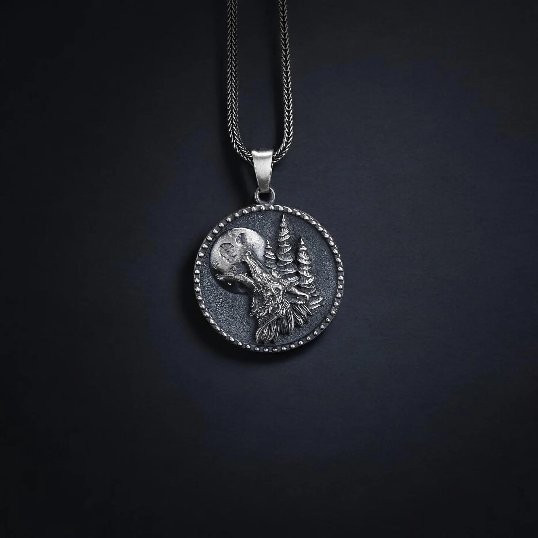 Collier Loup Hurlant en Argent Sterling : Pendentif Animal Fait Main Hommes