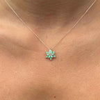 Sterling Silver Lotus Necklace: Green Australian Opal, Handmade