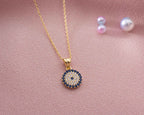 Sterling Silver Blue Evil Eye Necklace: Gold Protection Charm