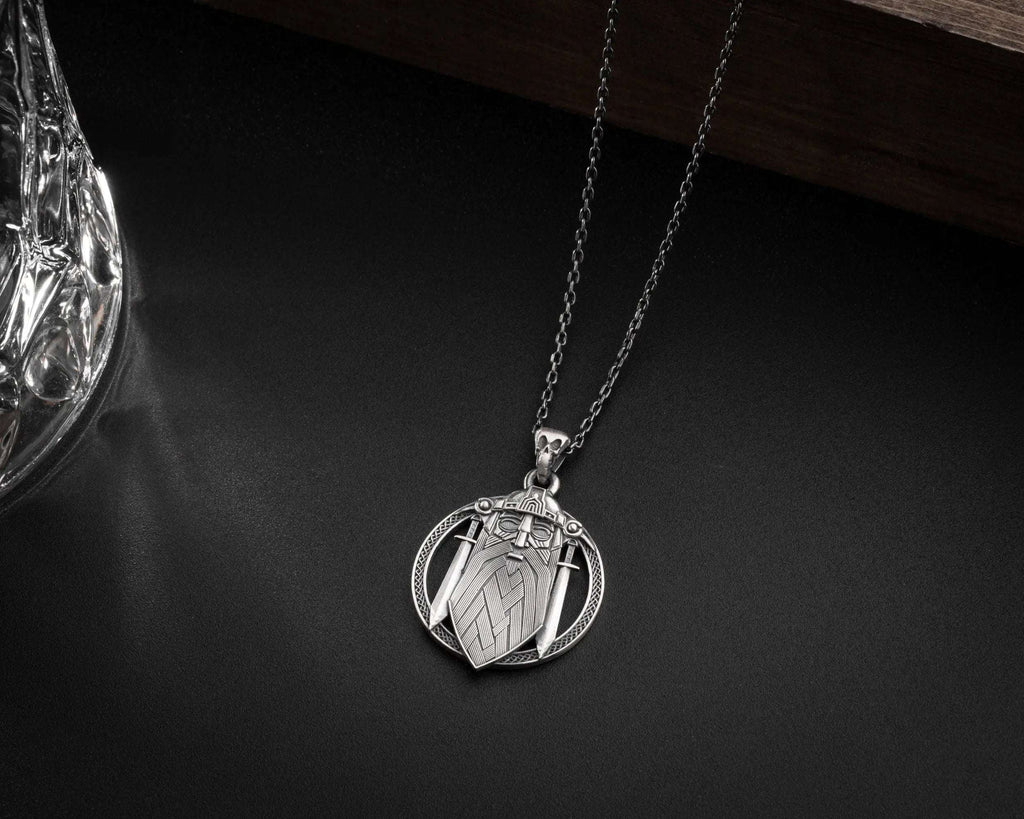 Handmade Sterling Silver Viking Warrior Pendant Necklace   Charmora Jewelry