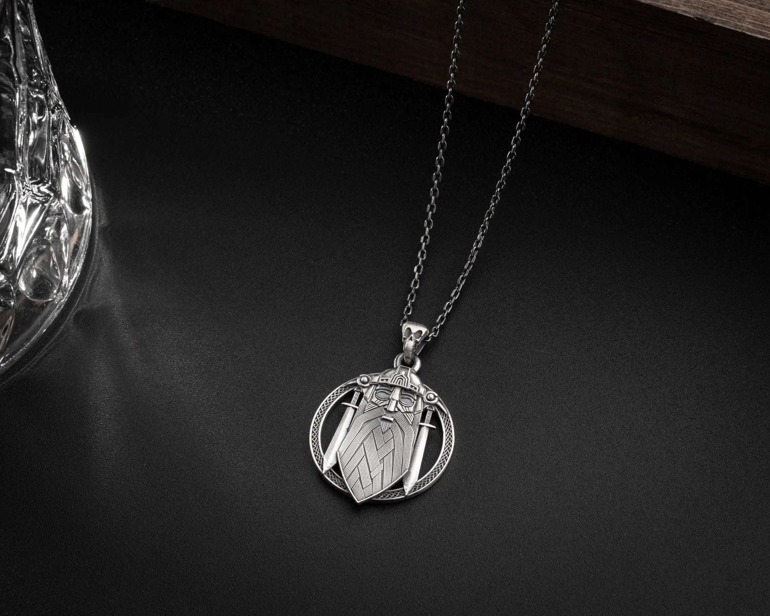 Handmade Sterling Silver Viking Warrior Pendant Necklace   Charmora Jewelry