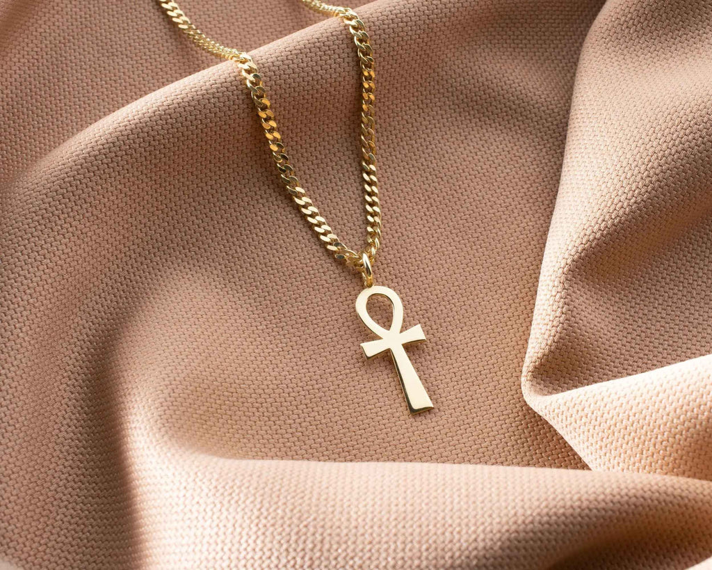 Gold Ankh Pendant: Sterling Silver Egyptian Cross Necklace