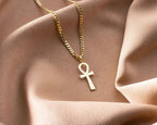 Gold Ankh Pendant: Sterling Silver Egyptian Cross Necklace