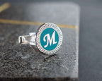 Sterling Silver Enamel Initial Cufflinks, Personalized Gift