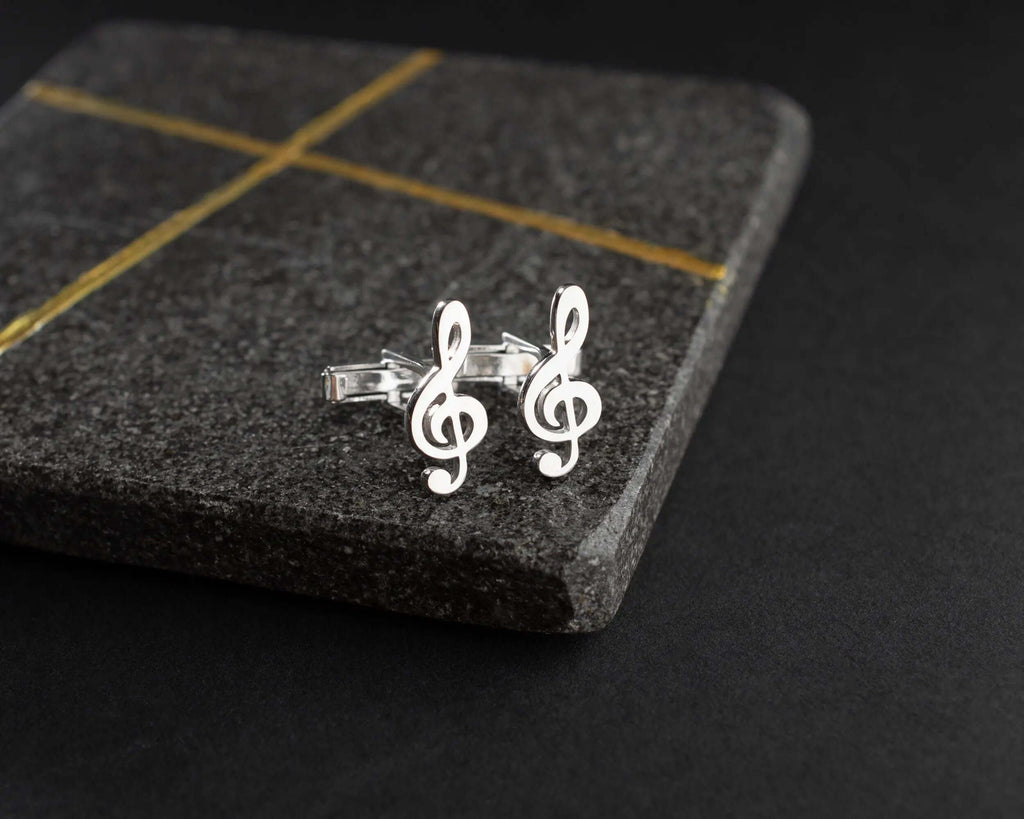 Sterling Silver Music Note Cufflinks: Musician Wedding Groomsmen Gift   Charmora Jewelry