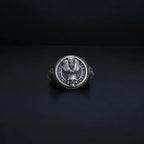 Oxidized Sterling Silver Owl Skull Ring: Gothic Biker Jewelry   Charmora Jewelry