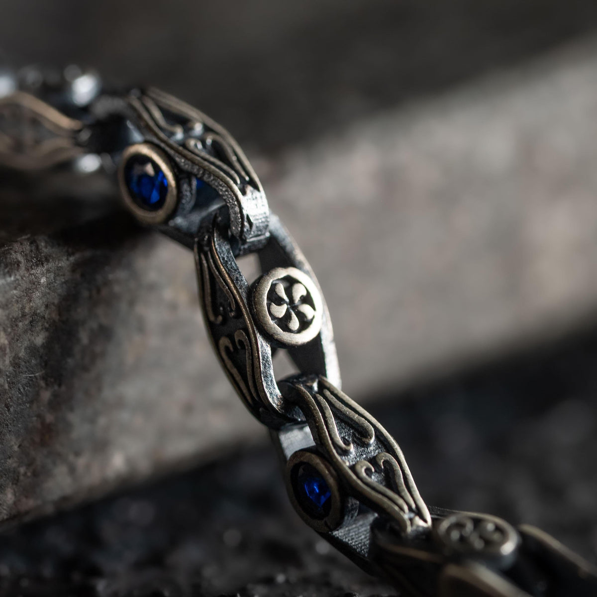 Blue Zirconia Kelkit Woven Link Bracelet  Bracelet  Charmora Jewelry