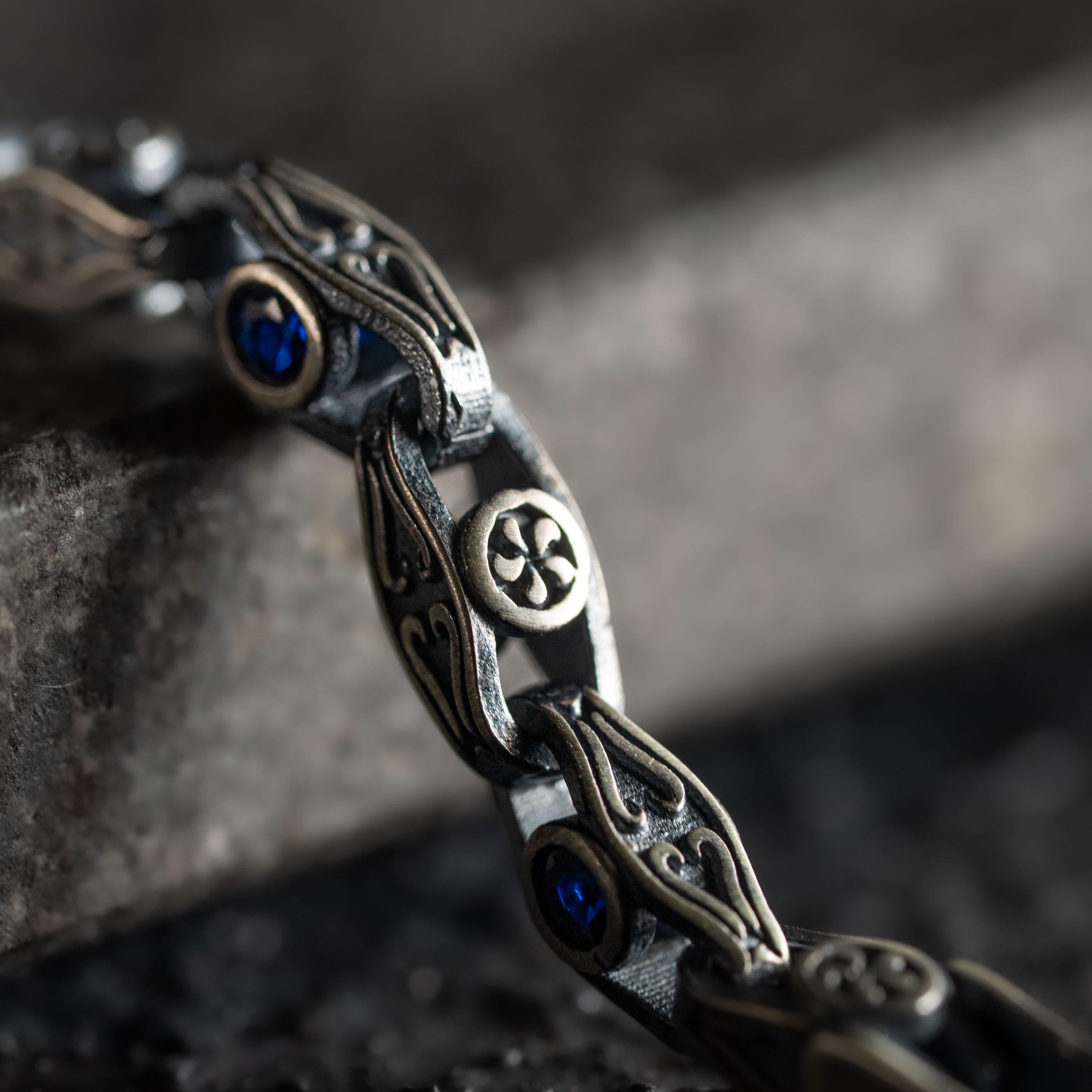 Blue Zirconia Kelkit Woven Link Bracelet  Bracelet  Charmora Jewelry