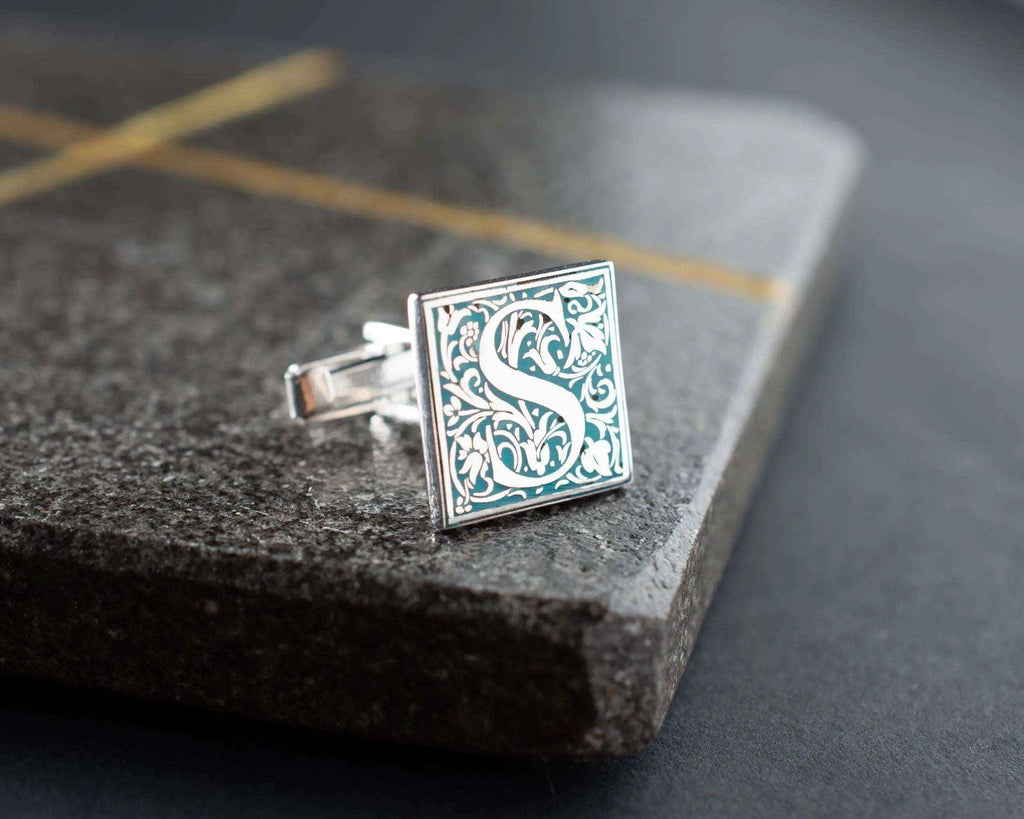 Personalized Initial Cufflinks: Engraved Sterling Silver Groomsmen Gift