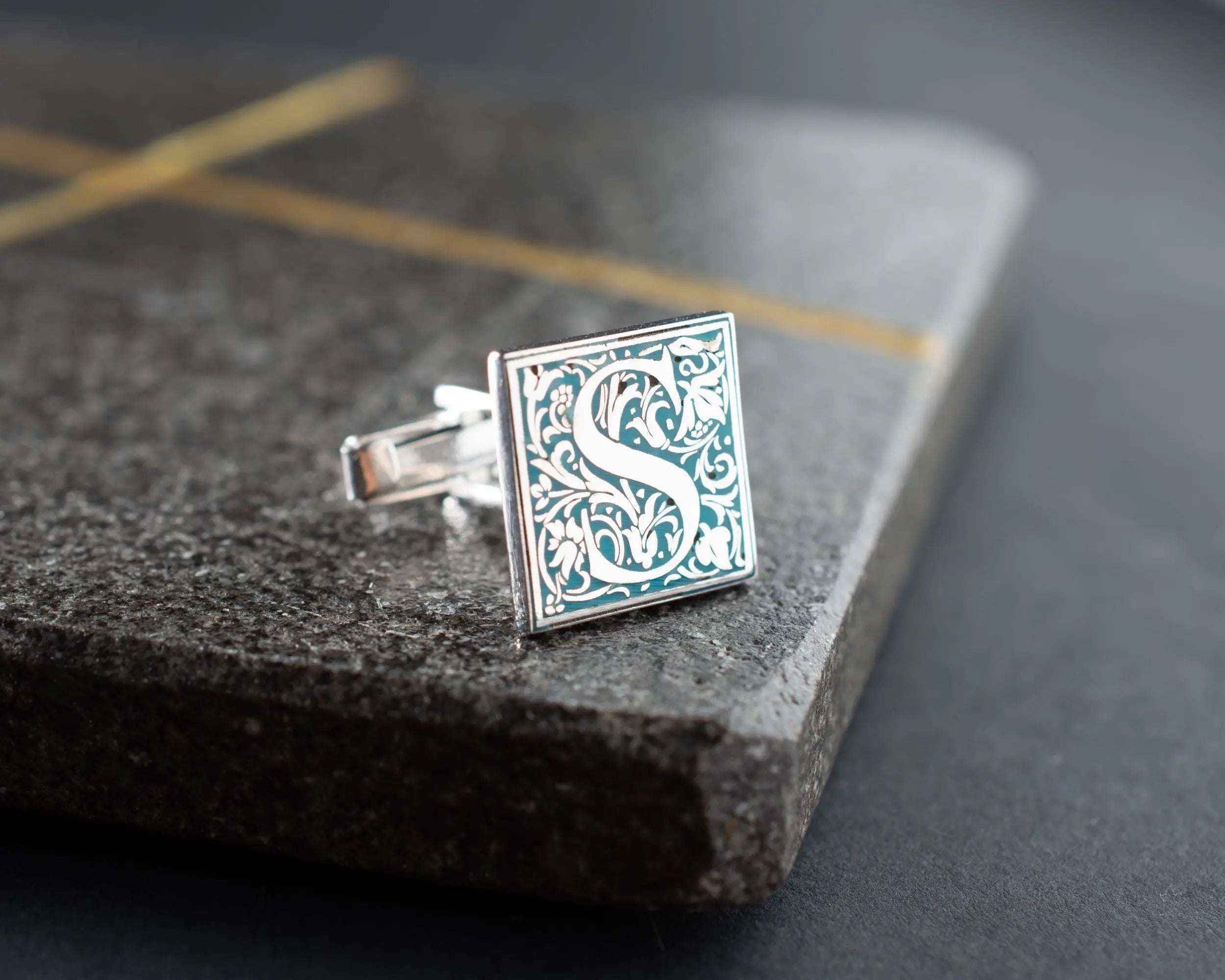 Personalized Initial Cufflinks: Engraved Sterling Silver Groomsmen Gift