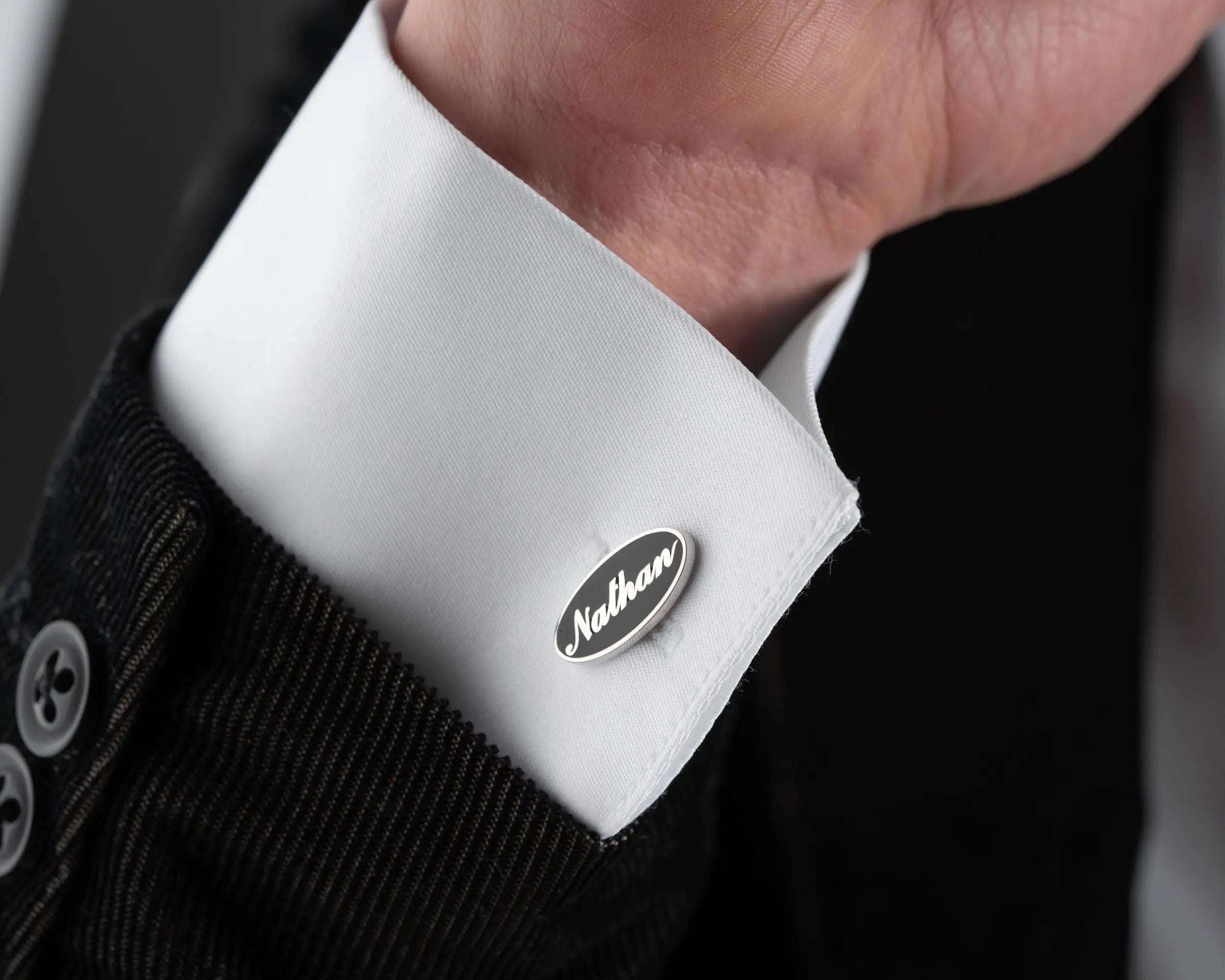 Personalized Sterling Silver Cufflinks: Engraved Initial Wedding Groomsmen Gift   Charmora Jewelry