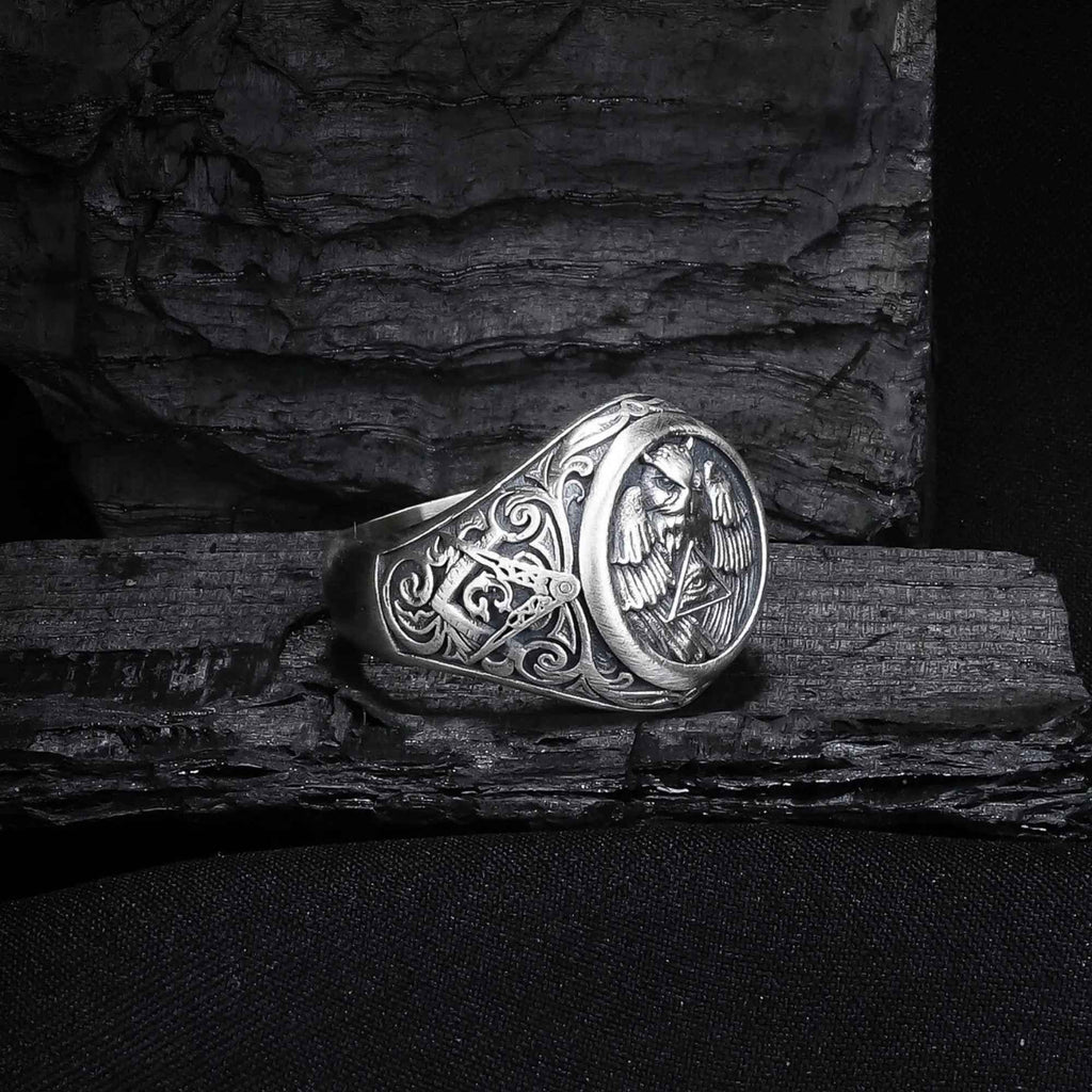 Sterling Silver Owl Ring: All-Seeing Eye Bird Jewelry