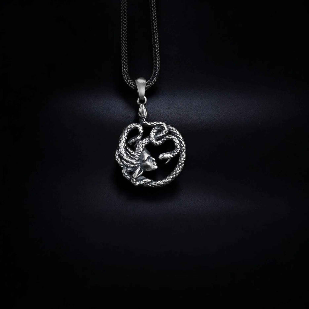 Sterling Silver Medusa Pendant Necklace: Greek Mythology Jewelry Gift