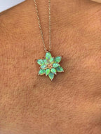 Sterling Silver Lotus Necklace: Green Australian Opal, Handmade