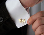 Sterling Silver Initial Cufflinks: Personalized Letter Groomsmen Gift