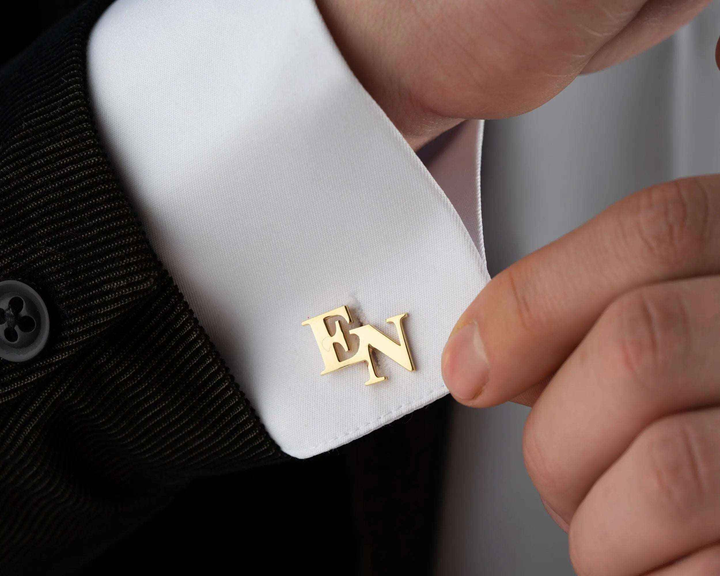 Sterling Silver Initial Cufflinks: Personalized Letter Groomsmen Gift