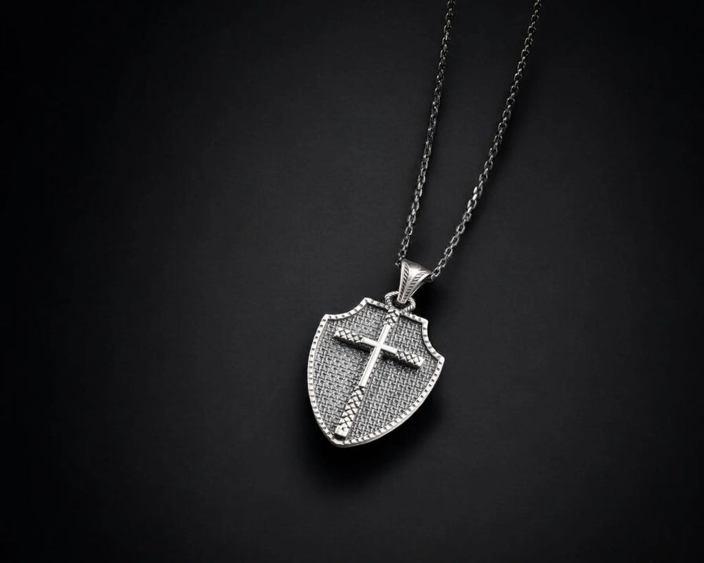 Sterling Silver Cross Necklace: Oxidized Christian Pendant   Charmora Jewelry